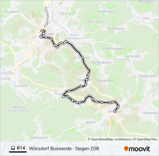 R14 Bus Line Map