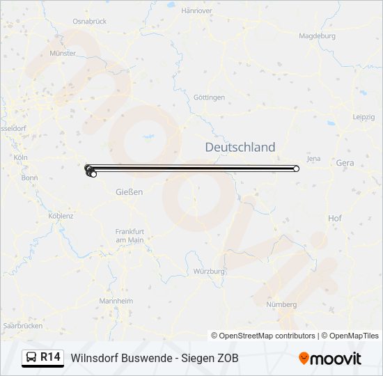 R14 Bus Line Map