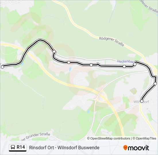 R14 Bus Line Map