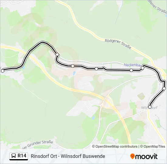 R14 Bus Line Map