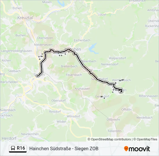 R16 Bus Line Map