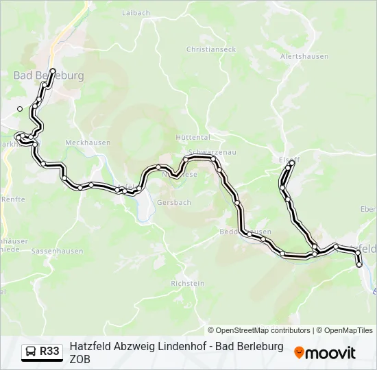 R33 Bus Line Map