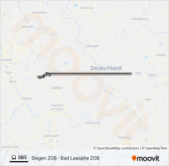 Автобус SB5: карта маршрута