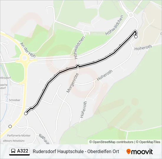 A322 Bus Line Map