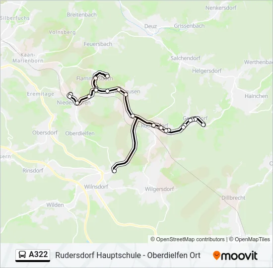 A322 Bus Line Map