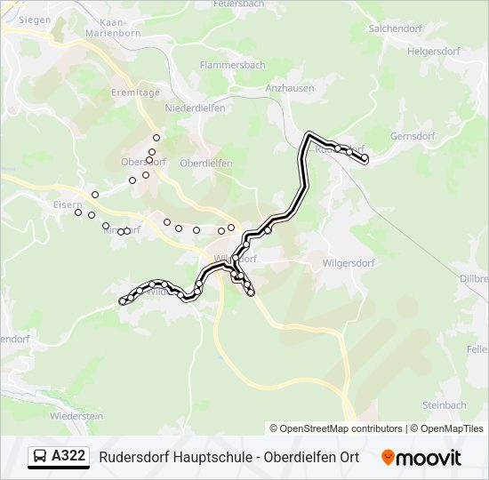 A322 Bus Line Map