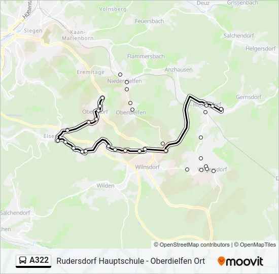 A322 Bus Line Map