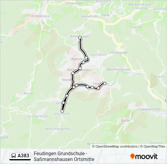 A383 Bus Line Map