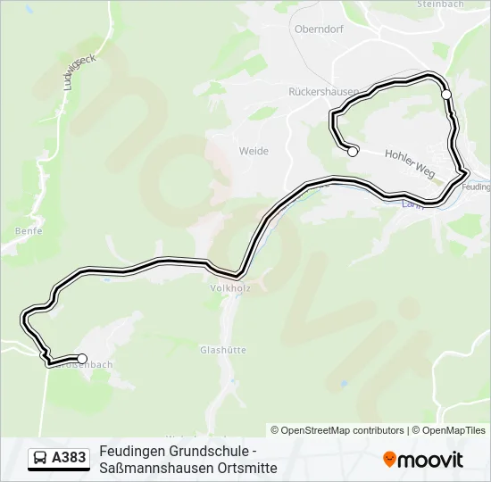 A383 Bus Line Map