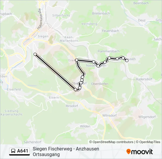 A641 Bus Line Map