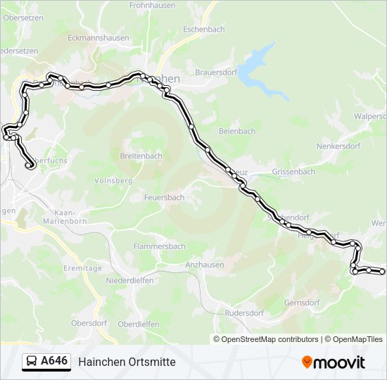 Автобус A646: карта маршрута