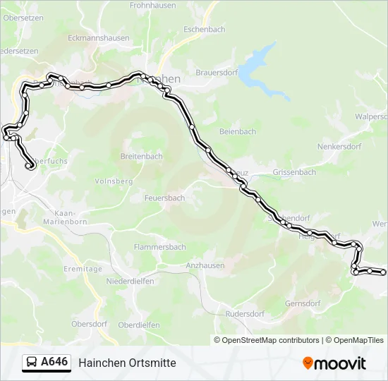 A646 Bus Line Map