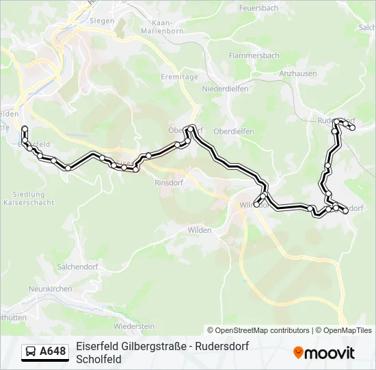 A648 Bus Line Map