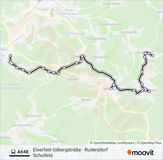 A648 Bus Line Map