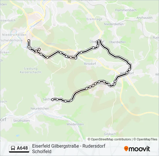 A648 Bus Line Map