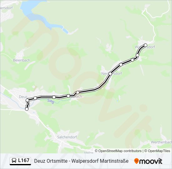 Автобус L167: карта маршрута