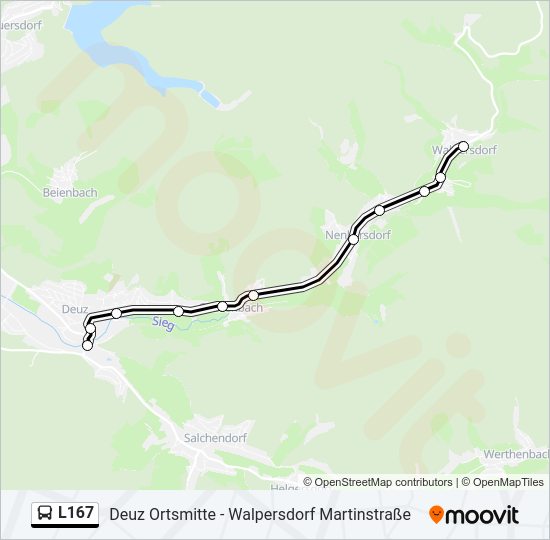 Автобус L167: карта маршрута