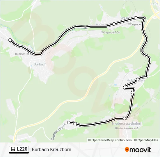Автобус L220: карта маршрута