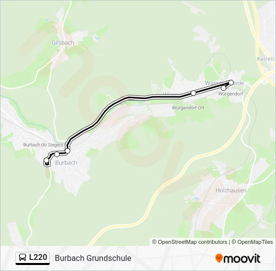 Автобус L220: карта маршрута