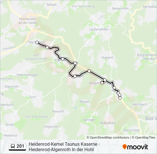 201 Bus Line Map
