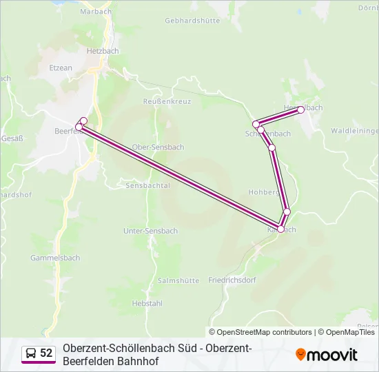 52 Bus Line Map