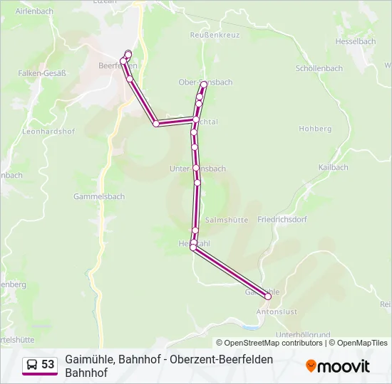 53 Bus Line Map