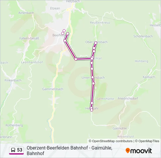 53 Bus Line Map