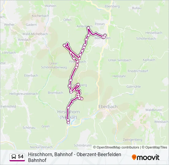 54 Bus Line Map