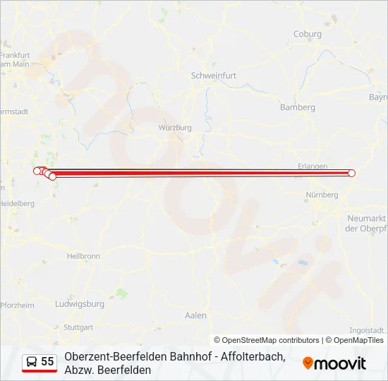 55 Bus Line Map