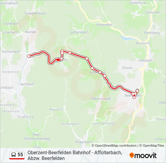 55 Bus Line Map