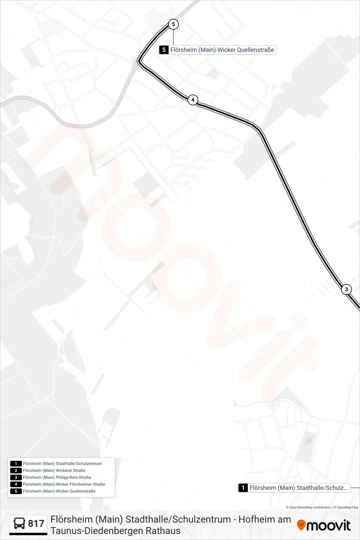 817 bus Line (Flörsheim (Main)-Wicker Quellenstraße) route and stops on a map