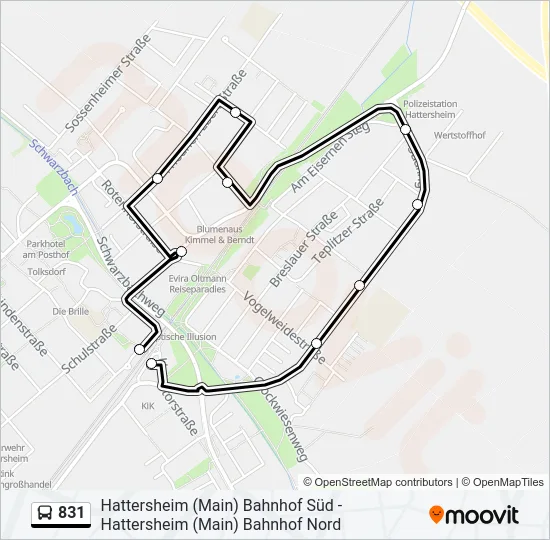 831 Bus Line Map