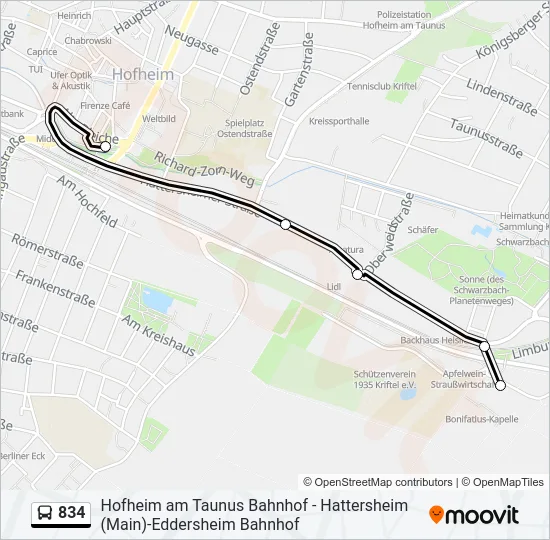 834 Bus Line Map