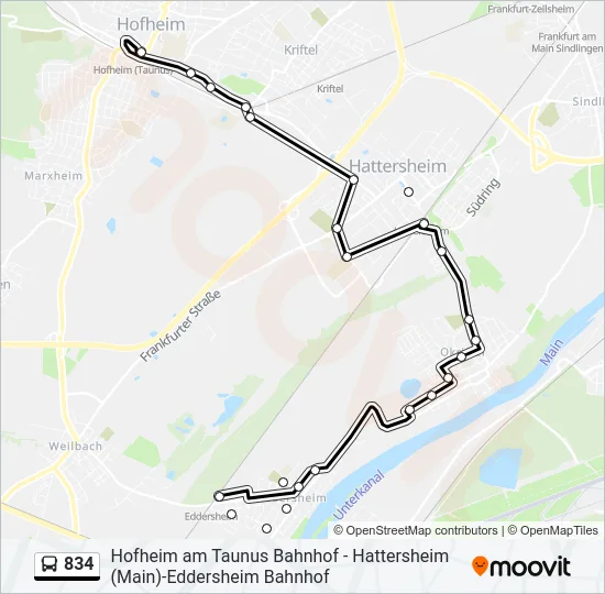 834 Bus Line Map