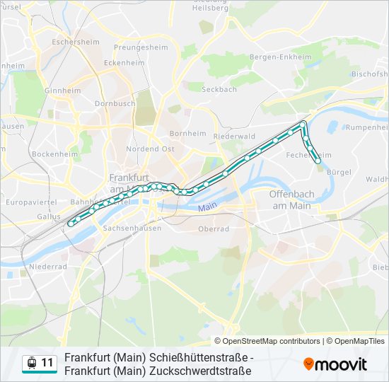 Straßenbahnlinie 11 Karte