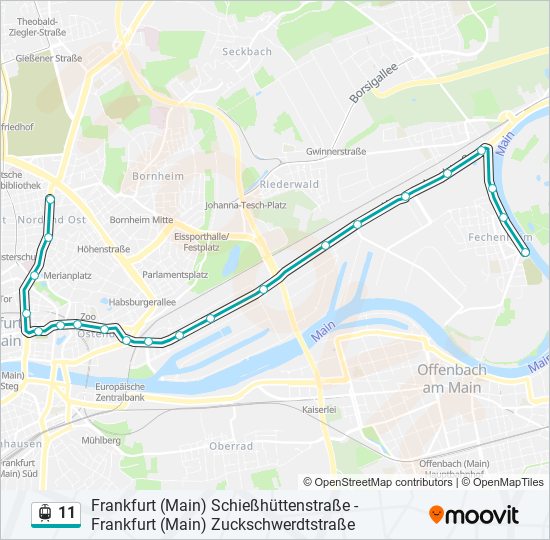 Straßenbahnlinie 11 Karte