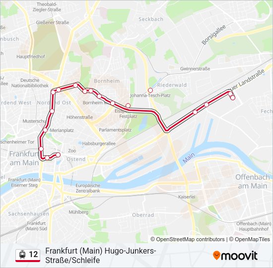 Трамвай 12: карта маршрута