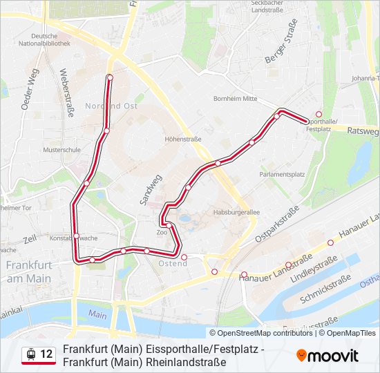 Straßenbahnlinie 12 Karte