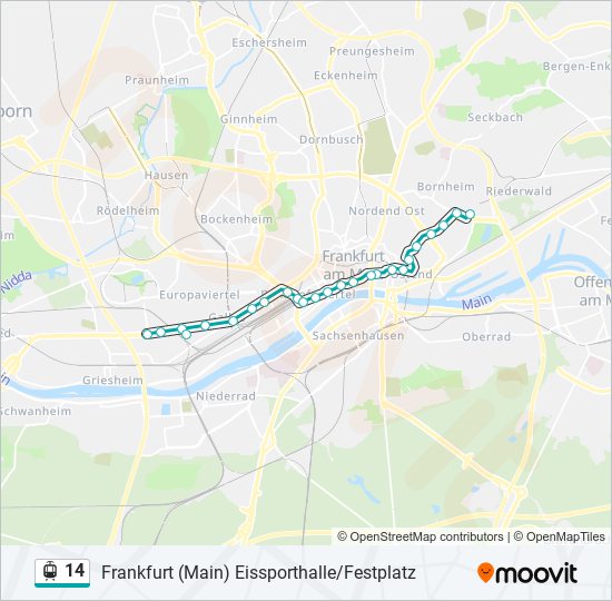 Straßenbahnlinie 14 Karte