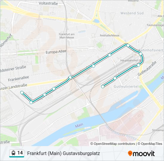 Трамвай 14: карта маршрута