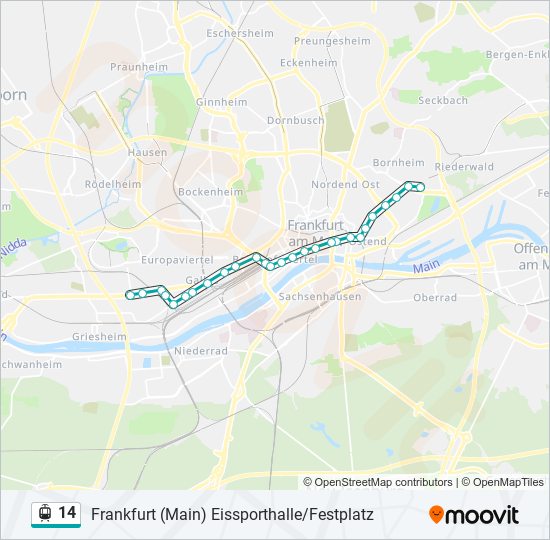 14 Route: Fahrpläne, Haltestellen & Karten - Frankfurt (Main) Eissporthalle/Festplatz (Aktualisiert)