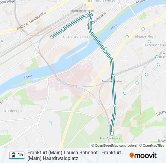 Трамвай 15: карта маршрута