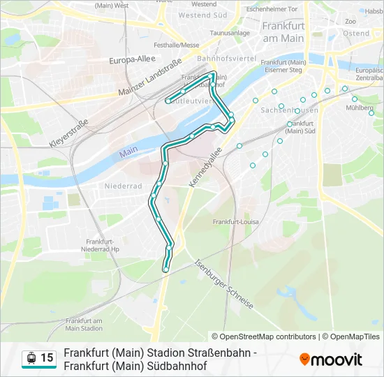 Трамвай 15: карта маршрута