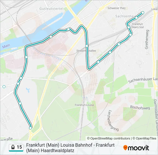 Трамвай 15: карта маршрута