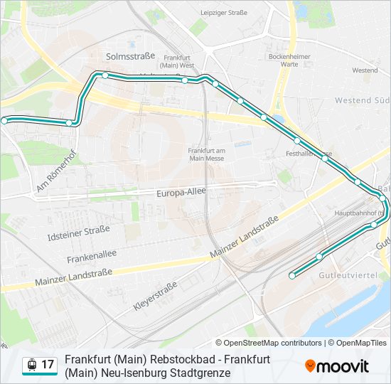 Straßenbahnlinie 17 Karte