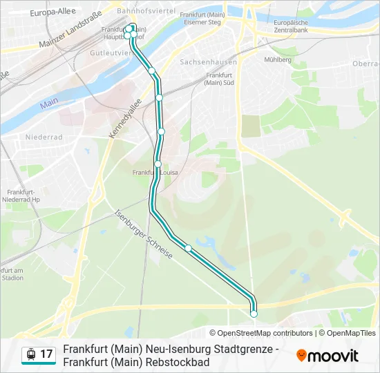 Трамвай 17: карта маршрута