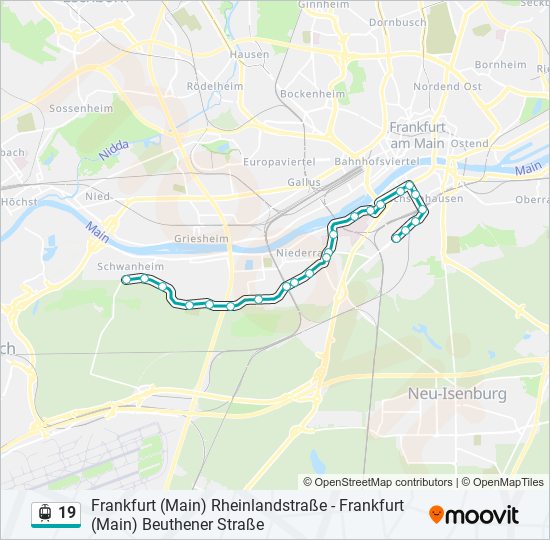 Straßenbahnlinie 19 Karte