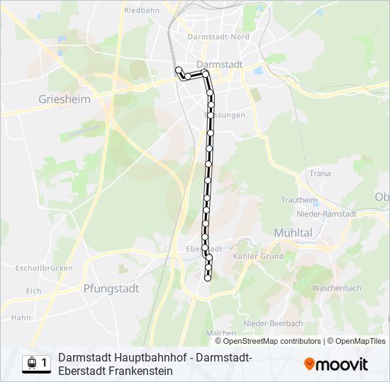 Straßenbahnlinie 1 Karte