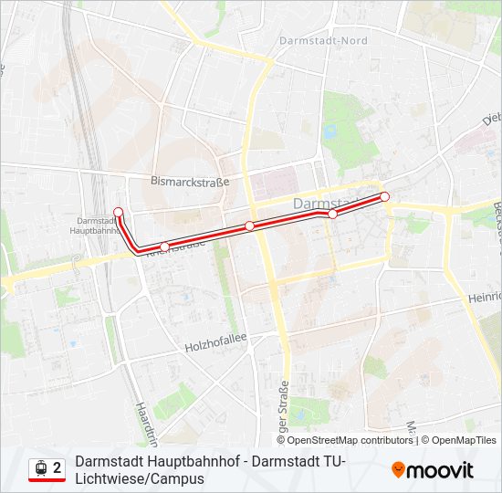 Straßenbahnlinie 2 Karte