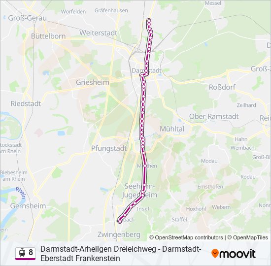Straßenbahnlinie 8 Karte